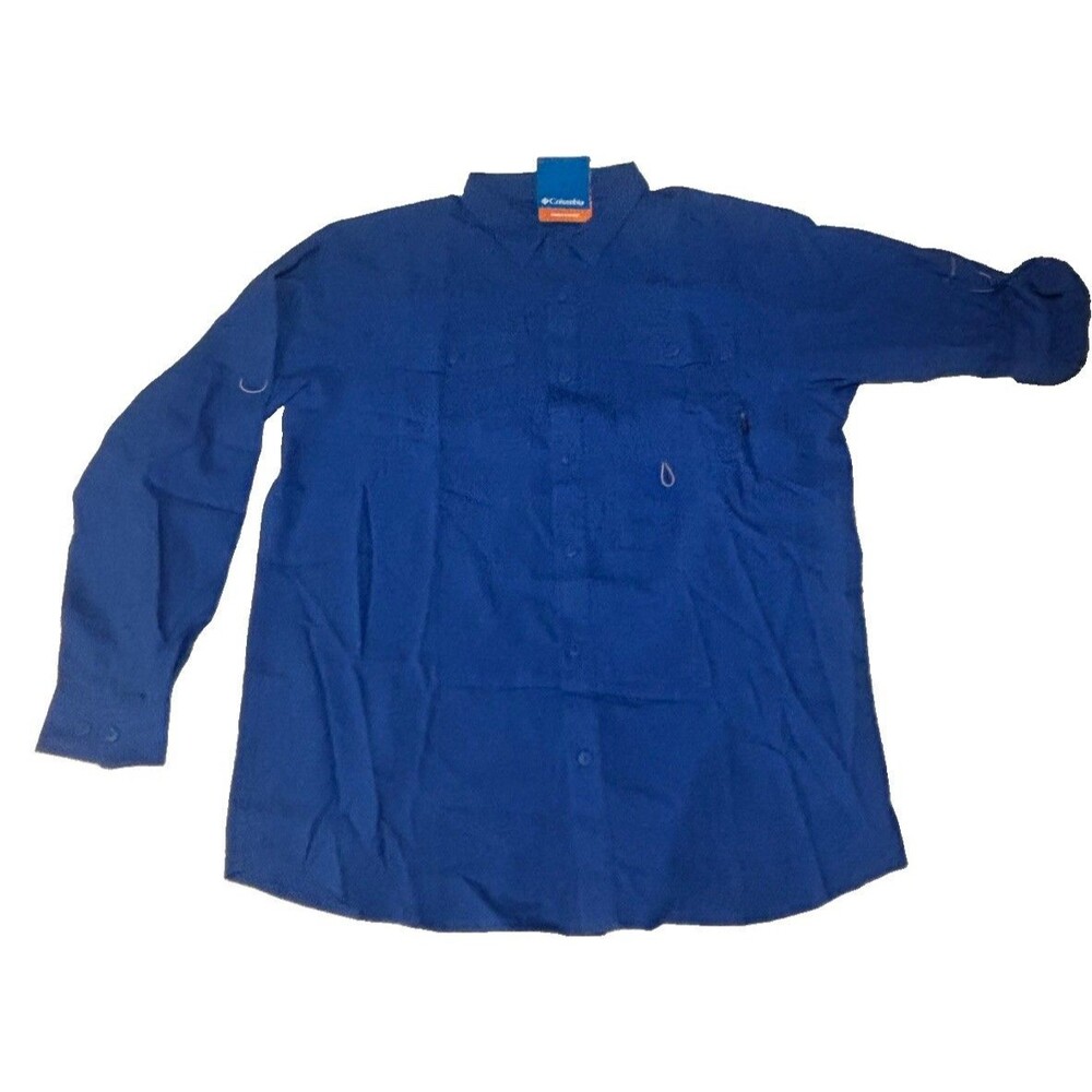 Columbia Mens PFG Fishing Shirt Vented Long Sleeve Button Down Vivid Blue XL NWT